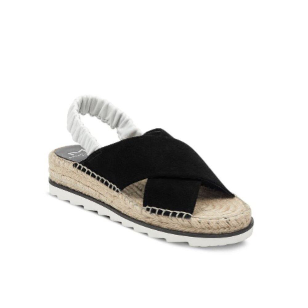 Marc Fisher Pella Black Suede Crossover Espadrille Sandals